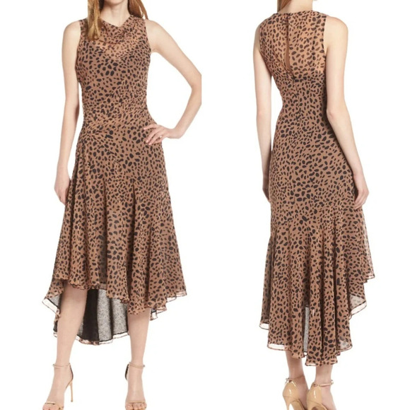 FAME AND PARTNERS Animal Print Midi Dress Size 2 NWT - Picture 1 of 14